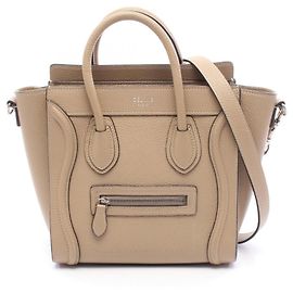 Céline Celine Luggage Nano Shopper 2-Way Handbag Beige