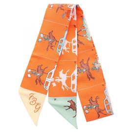 Hermès Carré Twilly Hermes Multicolore Orange