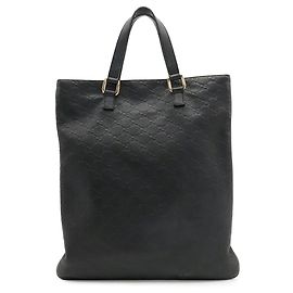 Gucci Guccissima Black Leather Shoulder Tote Bag Black