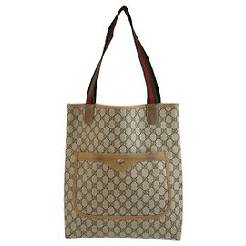 Borsa Tote Gucci Shelley Line GG Supreme Canvas Marrone Beige