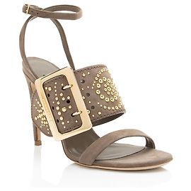 Sandales Burberry en daim à clous et boucle - Taille 6.5 / 36.5 Marron Beige