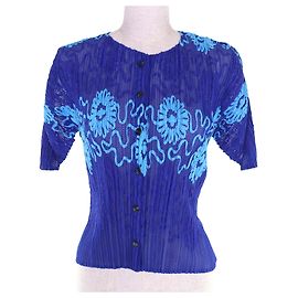 Issey Miyake PLEATS PLEASE Cardigan Polyester Cardigan Blue