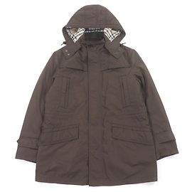 Giacca con cappuccio Burberry London in nylon e pelle Marrone