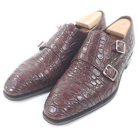 Autre Marque Chaussures de ville CARMINA Crocodile Goodyear Double Monk Strap Marron Bordeaux