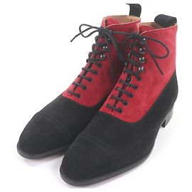 Autre Marque Bottines Edward Green Shannon en daim Noir Rouge