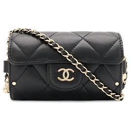 Borsa a tracolla Chanel in pelle matelassé Nero