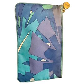 Emilio Pucci Printed Silk Clutch Bag White Blue Green Light blue