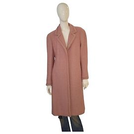 Chanel 00A Manteau Long Bouclé Rose Rose