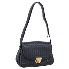 Bolsa de Ombro Bottega Veneta INTRECCIATO em Couro Preto e Dourado Auth mr2936 Preto Outro