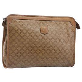 Céline Bolso de Mano CELINE Macadam PVC Beige Gold Auth ep15875 Beige Dorado