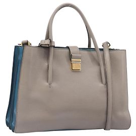 Bolsa de Mão Miu Miu em Couro 2way Cinza Dourado Auth 204830A Marrom Dourado