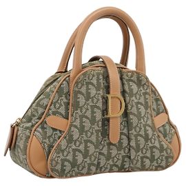 Borsa Double Saddle Christian Dior Trotter Canvas Khaki Gold Tone Auth mr2931 Altro Cachi
