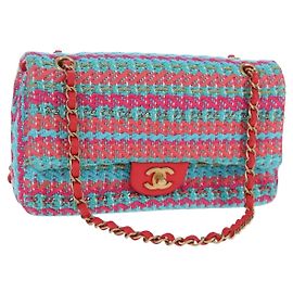 Bolso de cadena CHANEL Matelasse 25 Tweed Rosa Azul Claro CC Auth yk20942SM Rosa Azul claro