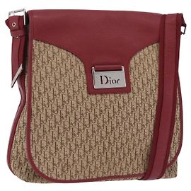 Borsa a tracolla Christian Dior Trotter Canvas Beige Silver Auth ka6335V Argento Beige