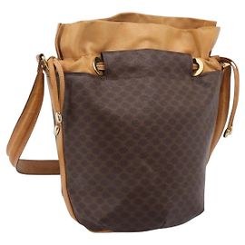 Céline Sac à épaule CELINE Macadam Canvas PVC Leather Brown Gold Auth ar14297 Marron Doré