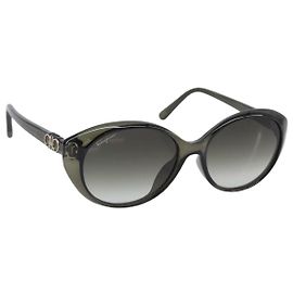Salvatore Ferragamo Gancini Sonnenbrille Plastic Khaki Silver Auth bs37082 Silber Khaki