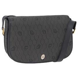 Borsa a tracolla Christian Dior Honeycomb Canvas PVC Nero Oro Auth ep16081A Nero D'oro