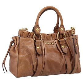 Borsa a mano Miu Miu in pelle 2way marrone tono oro Auth mr3024V Marrone Altro