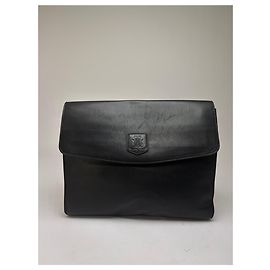 Céline Clutch in pelle con patta Vintage Celine Triomphe c. 1992 Nero Nero