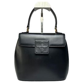 Bolsa de mão Vintage Givenchy Licensed 4G em couro com alça superior Final dos anos 1980 Preta Preto