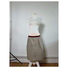 Céline Saia evasê Vintage Celine Bege Creme Final dos anos 1980 S Bege