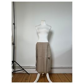 Céline Saia midi Vintage Celine em mistura de linho Bege c. 2010s M Bege