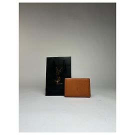 Vintage Yves Saint Laurent Grained Leather Bifold Wallet Late 1990s Brown Brown