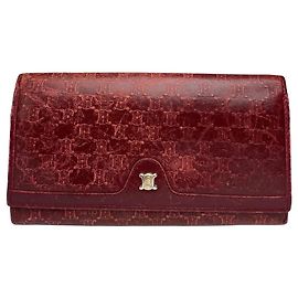Céline Cartera bifold Vintage Celine Macadam de cuero Finales de los 1980 Burgundy Burdeos