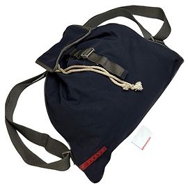 Vintage Prada Linea Rossa Drawstring Backpack Late 1990s Navy Navy blue
