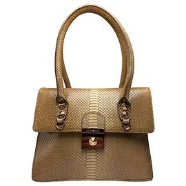 Sac à main Vintage Giorgio Armani Emporio Armani effet python fin 1990s Beige Beige