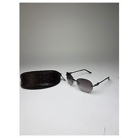 Céline Vintage Celine Macadam Rimless Sunglasses Late 1990s Black Grey