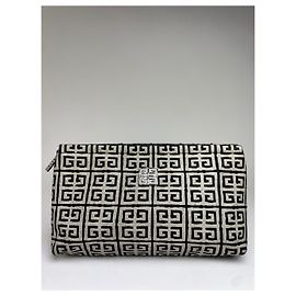 Pochette Portefeuille Vintage Givenchy 4G Jacquard Fin 1990s Beige Noir Beige