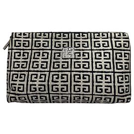 Cartera Clutch Vintage Givenchy 4G Jacquard Finales de los 90 Beige Negro Beige