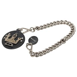 Silver Prada Saffiano and Brass Robot Chain Brooch Silvery