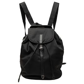 Black Prada Saffiano Trimmed Tessuto Backpack Black