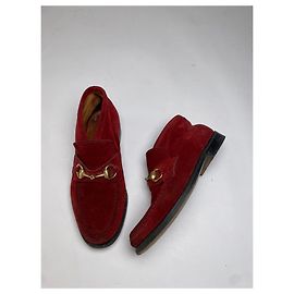 Mocasines Gucci Horsebit Vintage de ante rojo finales de los 90 EU35.5 Roja