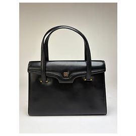 Bolsa Vintage Givenchy Logo 4G em couro com alça de mão Fabricada no Japão Preta Preto