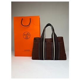Tote Vintage Hermès Troca Canvas Final dos anos 1990 Brown / 1, 2, 3, 6 Marrom