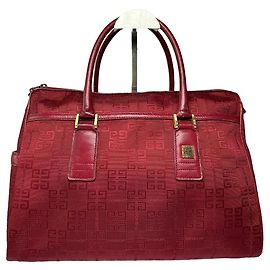 Bolso estructurado Vintage Givenchy 4G Monogram Jacquard Finales de los 90 Rojo Beige