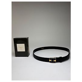 Autre Marque Vintage Dior Textured Leather Belt c. Early 1990s Black Gold Black