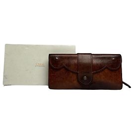Vintage Chloé Bifold Leather Wallet Early 2000s Brown Beige Brown