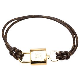 Bracciale Louis Vuitton Monogram LV Padlock Marrone 17 Marrone