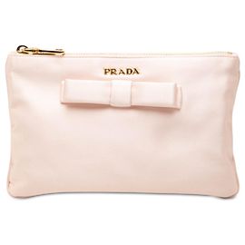 Pouch Prada in raso con fiocco rosa Rosa