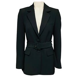 Blazer en crêpe noir à deux boutons avec ceinture Veronica Beard Noir