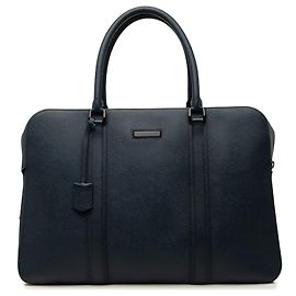 Blue Burberry Calf Leather Business Bag Blue
