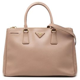 Bolsa Prada Medium Saffiano Lux Galleria Double Zip Bege Bege