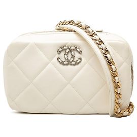 White Chanel Lambskin 19 Camera Bag White