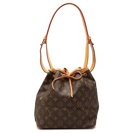 Bolsa Bucket Louis Vuitton Monogram Petit Noe Castanha Marrom