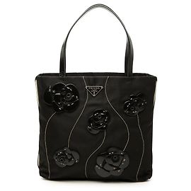 Borsa Tote Prada Tessuto Rosette nera Nero
