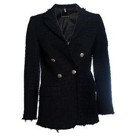 Autre Marque FRAME, black double breasted tweed jacket Black